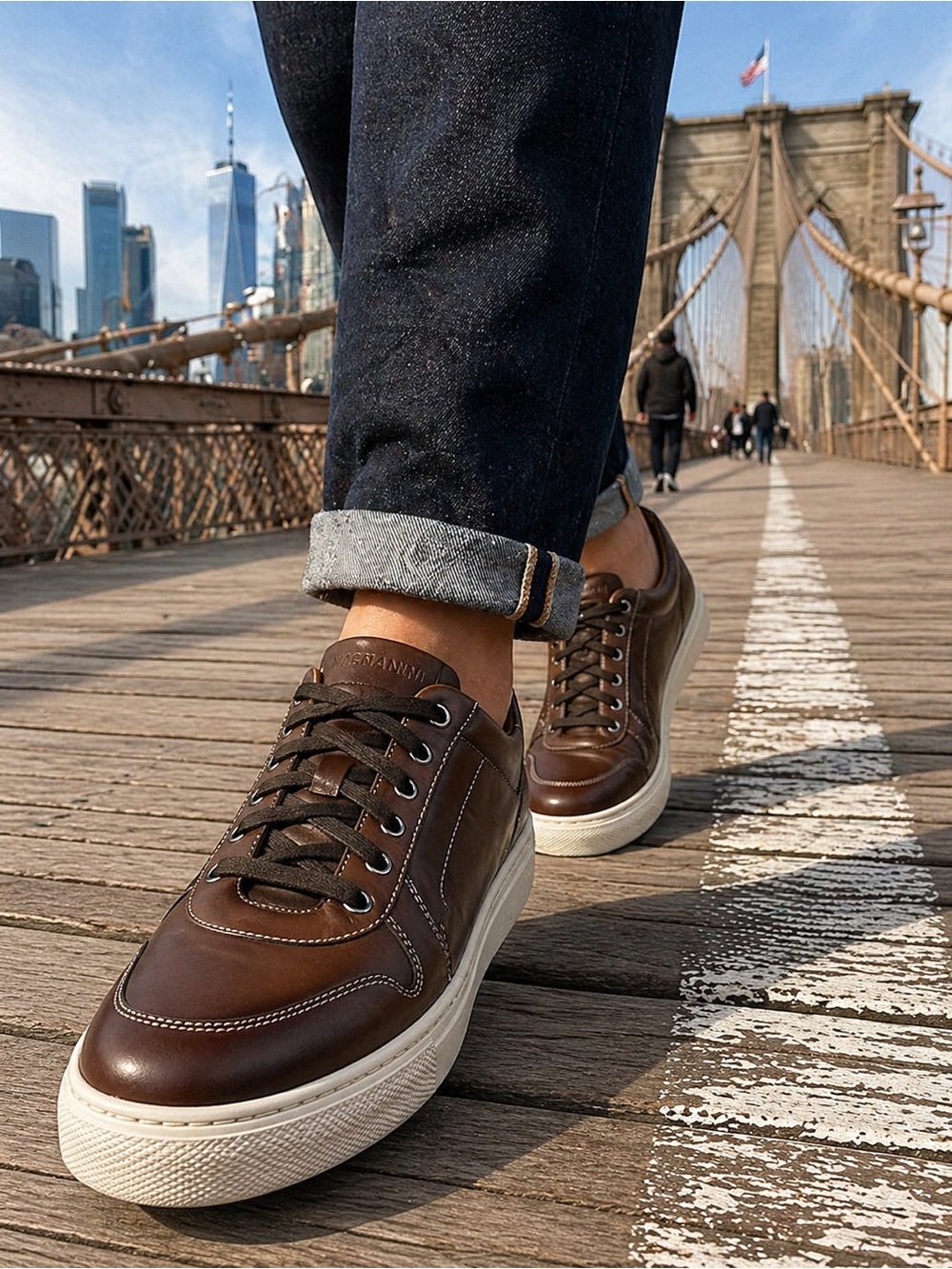 Magnanni Bobbie Sneakers Tobacco Brown Men’s 11M Leather Casual Shoes EUC